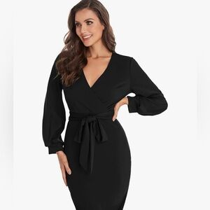 NWT BLACK WRAP DRESS BODYCON SIZE XS- SUPER CUTE!